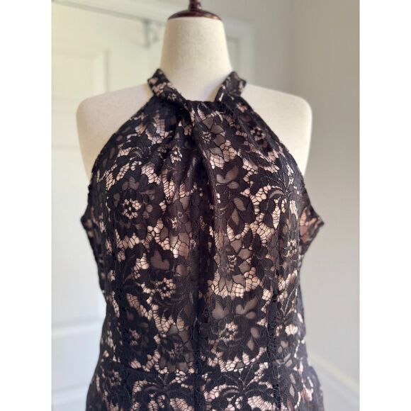 Lia Jordan Black Lace Halter Jumpsuit - Picture 1 of 11